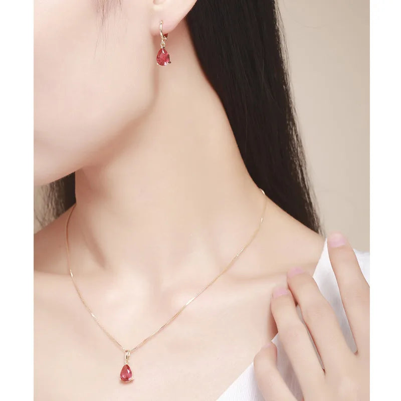 סט שרשרת ועגילים- אבן זירקון