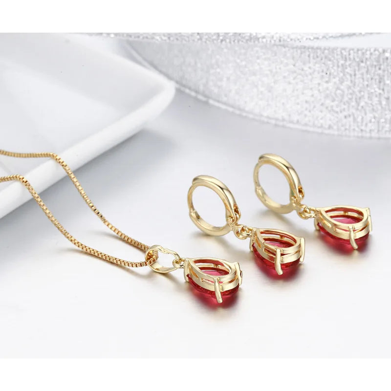 סט שרשרת ועגילים- אבן זירקון